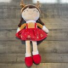 Gloveleya Baby Girl Doll Christmas Soft Plush Costume Red 14" Reindeer 