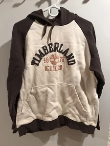 Timberland Big Logo Pullover Hoodie Mens Medium Brown And Beige  Regular Fit - Picture 1 of 3