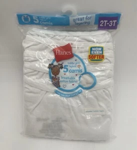 Hanes Girls' Toddler 5-Pack Cotton Cami White, 2T-3T - Picture 1 of 2