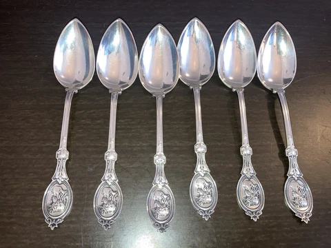 Rare Hotchkiss & Schreuder H&S 1867 Medallion Sterling Silver Fruit Spoon 6” Cover