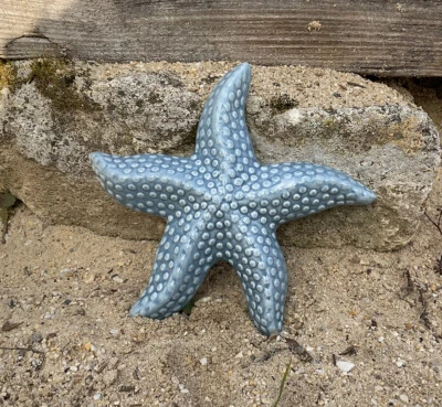 Deko Figur Seestern M Starfish Liegend Keramik Blau Maritim Strand Feeling - Bild 1 von 2