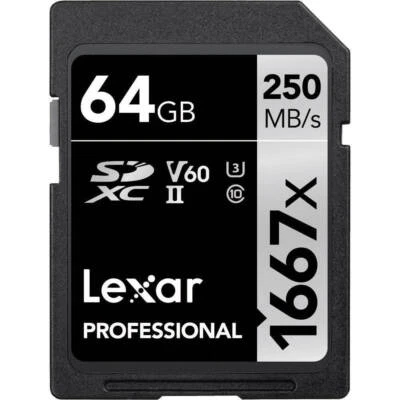 Lexar 64GB Professional 1667x SDXC UHS-II Memory Card - Image 1 of 4