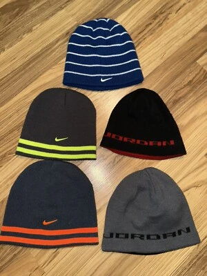 Nike Jordan Y2K Little Boys Youth Kids Winter Beanie Hats Lot Of 5 Reversible - Image 1 of 4