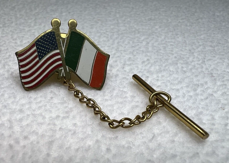 Prendedor de solapa vintage doble bandera de Estados Unidos y bandera irlandesa día de San Patricio Foto 1 de 4