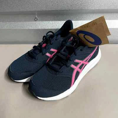 Tênis de corrida escolar Asics infantil azul francês/rosa quente solavanco 4 séries EUA 2.5 - Imagem 1 de 4