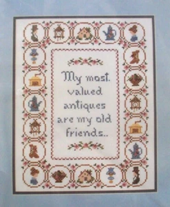 Old Friends Are Valued sampler estampado punto de cruz kit Bucilla - Imagen 1 de 3