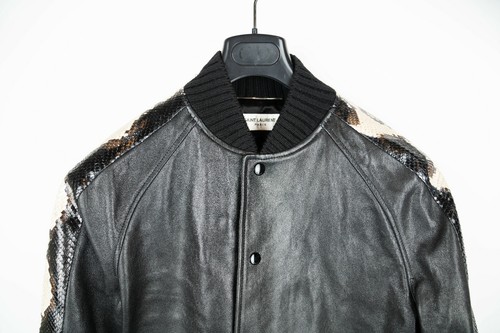 SAINT LAURENT (YSL) Saint Laurent Paia Giacca Uomo Pelle di Agnello Pitone Pelle di Serpente Bomber Jacket 50