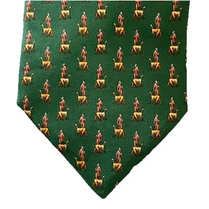 Dormeuil Paris London Green & Gold Print 3.75" X 58” Silk Tie Made in Italy - Picture 1 of 7