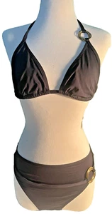 SILVER by GOTTEX BLACK HALTER 2 PIECE BIKINI SWIMSUIT Size 14 B Cup - Picture 1 of 6