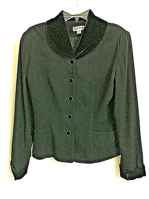 BEBE San Francisco 100% Lana Negro Traje de Carrera Chaqueta Abrigo Cuello Terciopelo EE. UU. / 8 Foto 1 de 4