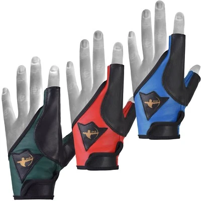 Archery Shooting glove 100% leather LEFT HAND green blue red - Image 1 of 4