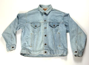 VTG Levis Mens Denim Trucker Jacket Light Wash Blue Sz L Jean 70507 0211 USA 80s - Picture 1 of 8