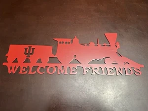 Vintage Metal Indiana University Hoosiers Welcome Friend Sign Home Wall IU Train - Picture 1 of 3