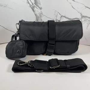 Danskin Multi-pocket Adjustable Crossbody Bag Black 10”x6”x2” Removable Strap - Afbeelding 1 van 12