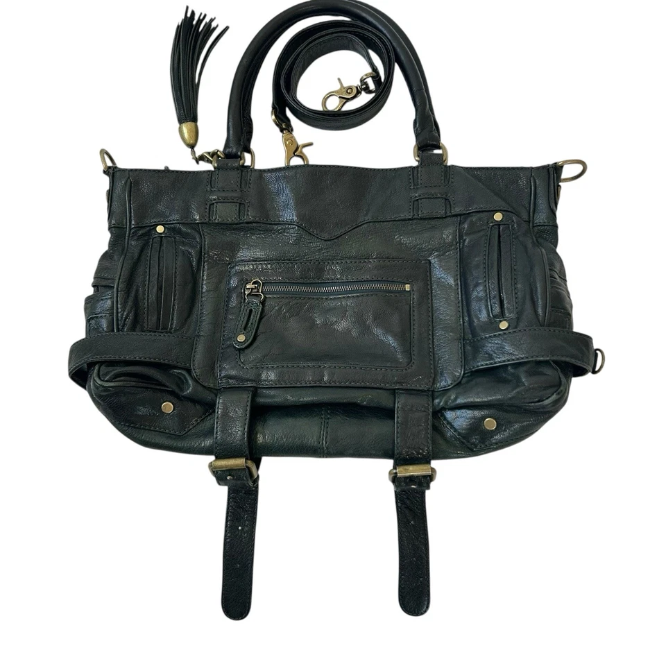 Vintage Rebecca Minkoff Dark Green Leather Tote  Shoulder Bag Style Grunge Edgy - Image 1 of 4