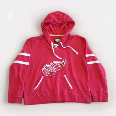 Толстовка с капюшоном женская большая Detroit Red Wings, OTS, V-образный вырез, красный логотип, б/у. - Изображение 1 из 4