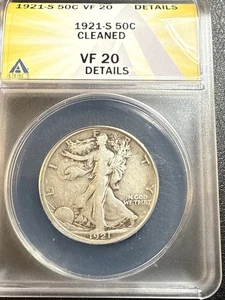 1921 s walking liberty half dollar ANACS VF 20 Details - Picture 1 of 8