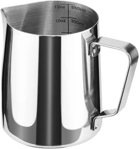 HOFASON Stainless Steel Milk Frothing Pitcher Cappuccino 12oz / 350ml, Silver  - Picture 1 of 8