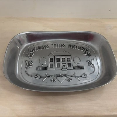 "Bless This House" Polished Pewter Tray by Wilton - Image 1 of 4