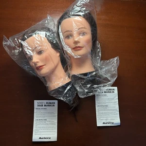Lote 2 Maniquí Cabeza Cosmetología Cabello Real Ms Lori-Kin 14116B Nuevo - Imagen 1 de 10