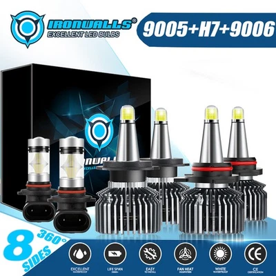 For Subaru Outback 2005 2006 2007 2008 2009 8Sides LED Headlight Fog Light Combo - Image 1 of 4