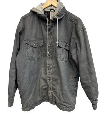 Dickies Men's XL Jacket Fleece Hooded Canvas Snap Zip Quilted Lined Grunge Skate - Image 1 of 4