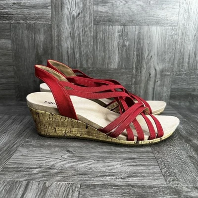 Tacones de cuña LifeStride para mujer talla 11 rojos con tiras Foto 1 de 4