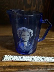 Vintage Shirley Temple Cobalt Blue Glass Pitcher Creamer 1930’s - Picture 1 of 2