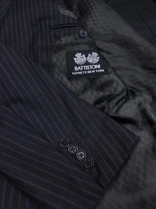 Chaqueta Battistoni Roma Para Hombre 43 Azul Marino Rayas Lana Mezcla Cachemira Super 120's - Imagen 1 de 12