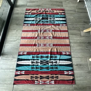 Vtg 80s Royal Terry International Beach Towel Aztec Southwest Multi Print Brazil - Picture 1 of 6