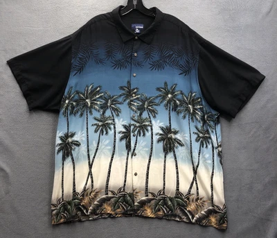 Basic Editions Button Up Shirt Men's Palm Trees 100% Rayon Short Sleeve Size 3XL - Image 1 of 4