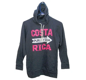 COSTA RICA Girl's (Size Large) Blue Long Sleeve Hoodie Graphic Hooded Shirt Top - Picture 1 of 4