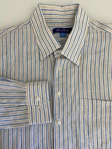 Alan Flusser Men'sLong Sleeve Linen Stripped Button Front Shirt Size 2XL - Picture 1 of 7