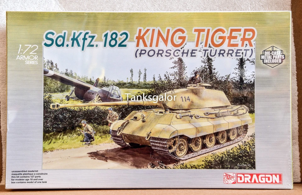 Dragon Models 1/72 # 7231 King Tiger w/Resin Turret & Zimmerit Rare Diecast LOOK - Image 1 of 1