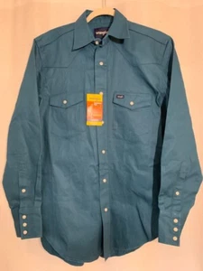 Wrangler Cowboy Cut Work Western Shirt Pearl Snap Long Sleeve Mens Sz Med Teal - Picture 1 of 6