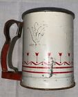 Vintage Androck Hand-i-Sift, Jr. Flour Sifter White Canister Red Tulips *Works*