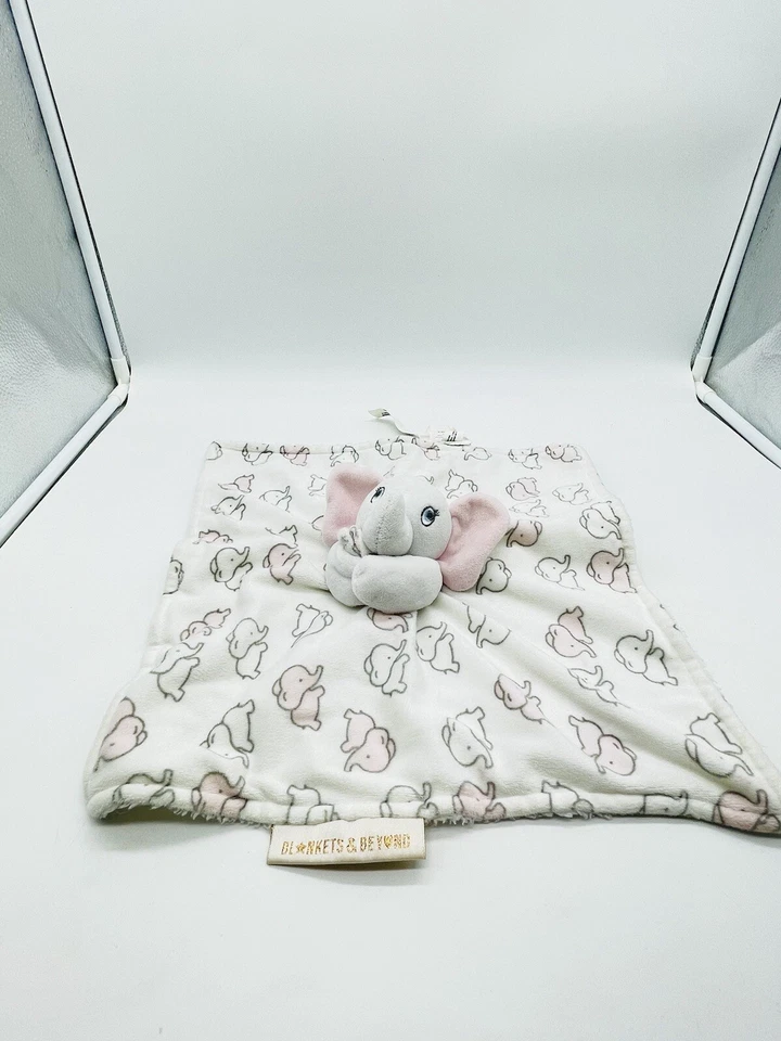 Blankets and Beyond Elephant Pink  Gray White Security Lovey Elephant Print - Image 1 of 4