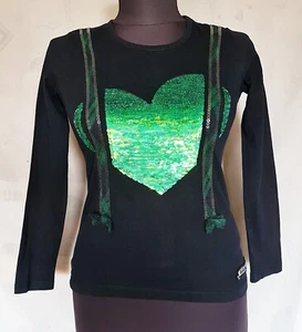 AUTHENTIC DESIGUAL POP ART LOGO BLACK GREEN GIRL TOP BLOUSE-SIZE:US9-10/EU140 - Picture 1 of 9