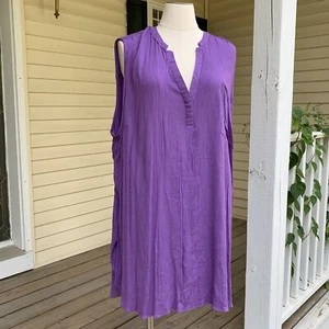 NWT Ashley Stewart Dress Plus 32W Sleeveless Gauze Chive Blossom Purple New - Imagen 1 de 9