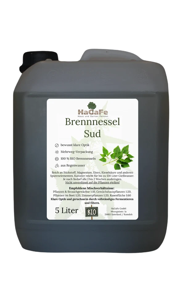HaGaFe BIO Brennnessel Sud 5 Liter Brennnesseljauche Brennnesseldünger - Bild 1 von 4