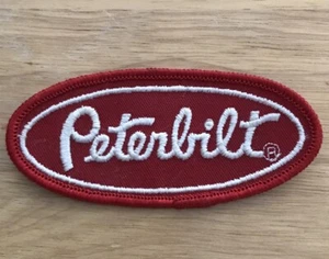 Peterbilt Stoffaufnäher rot-weiß oval Hut/Shirt/Mantel Patch Neu - Bild 1 von 3