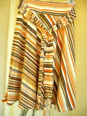 DE COLECCIÓN JULIES ARMARIO S M NARANJA MARRÓN RAYAS HIPPY CORBATA CINTURÓN PATINADOR FALDA SUAVE SEÑORA Foto 1 de 4