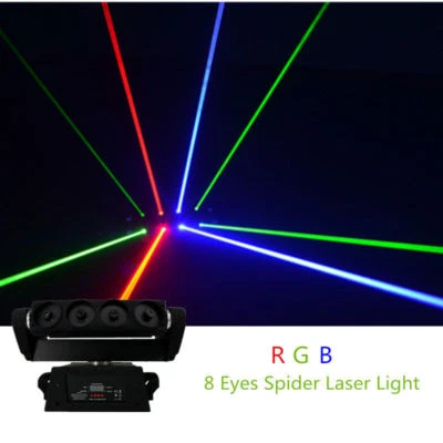 8 Eye RGB Moving Spider Beam Laser Light DMX DJ Party Profession Stage Lighting - Image 1 of 4