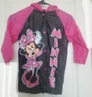 Disney Minnie Mouse Pink & Black Vinyl Raincoat w/Hood Youth Girls Size Med