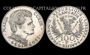 100 Francs MARIE CURIE. 1984. Argent - Picture 1 of 1