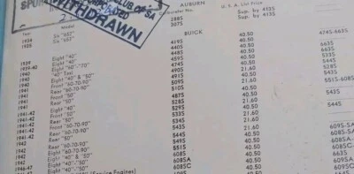 AUBURN,LASALLE,OLDSMOBILE,PONTIAC 1929/54 CARTER CARBURETTOR INFO & SPECS SHEETs - Image 1 of 4