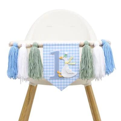 Баннер на высокий стул с тематикой гуся для мальчиков - украшение на 1-й день рождения - Изображение 1 из 4