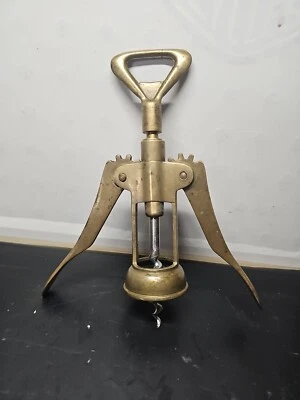 DE COLECCIÓN SACACORCHOS ABRIDOR DE BOTELLAS DE VINO ALADO LATÓN MACIZO ESTAMPADO HOFFRITZ ITALIA Foto 1 de 4