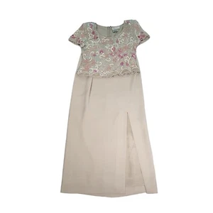 Adrianna Papell Maxi Skirt & Top Size 10P Champagne Silk Mother of Bride Formal - Bild 1 von 11