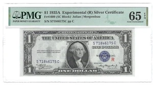 1935 A $1 PMG 65 EPQ Experimental (R) Silver Certificate Note Fr 1609 GEM Unc - Picture 1 of 2